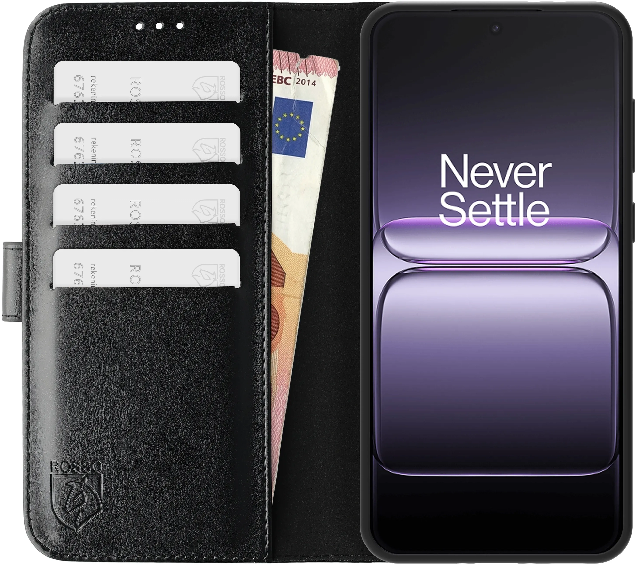 Rosso Element OnePlus Nord 6 Hoesje Book Case Wallet Zwart afbeelding 10