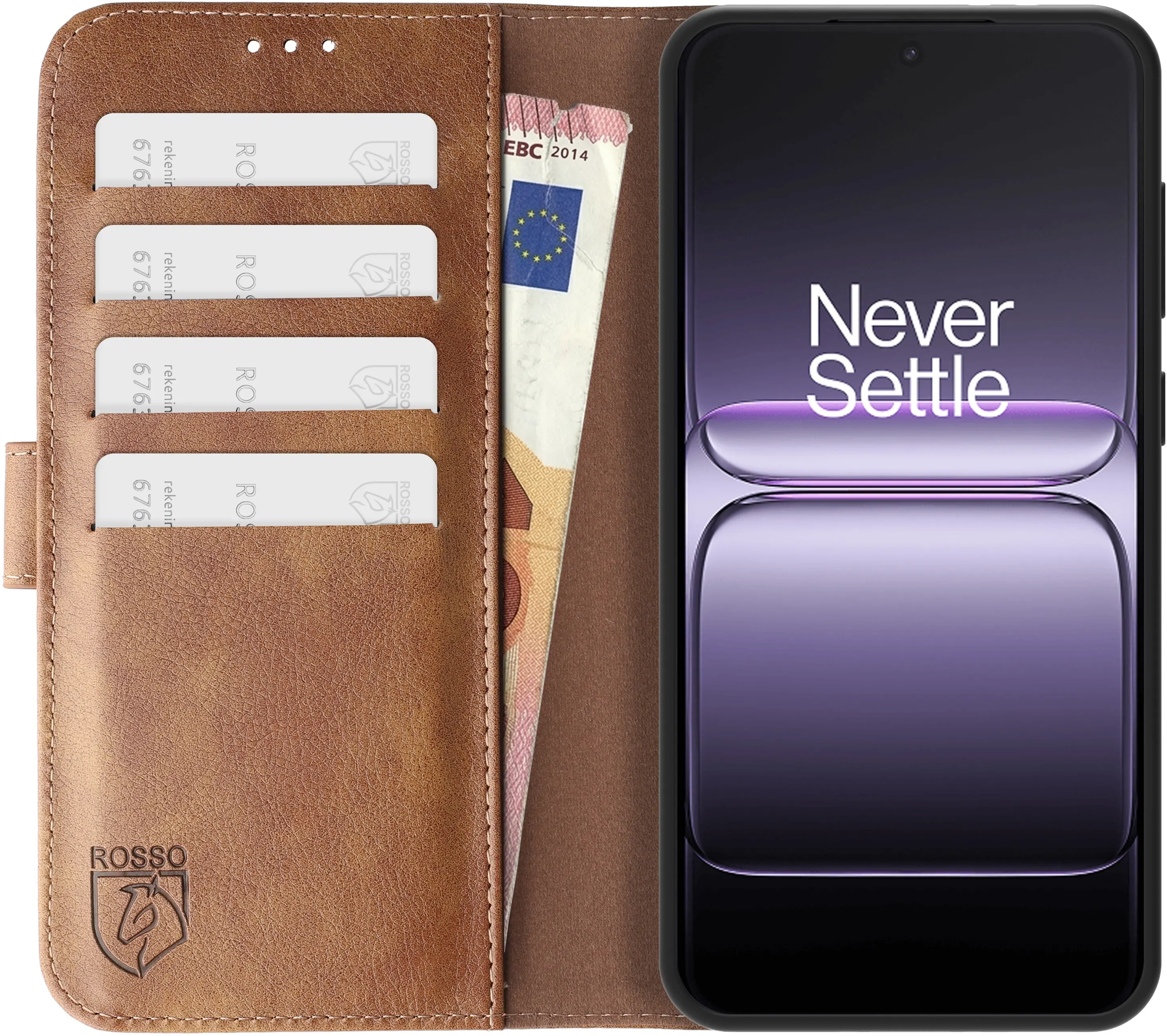 Rosso Element OnePlus Nord 6 Hoesje Book Case Wallet Bruin afbeelding 7