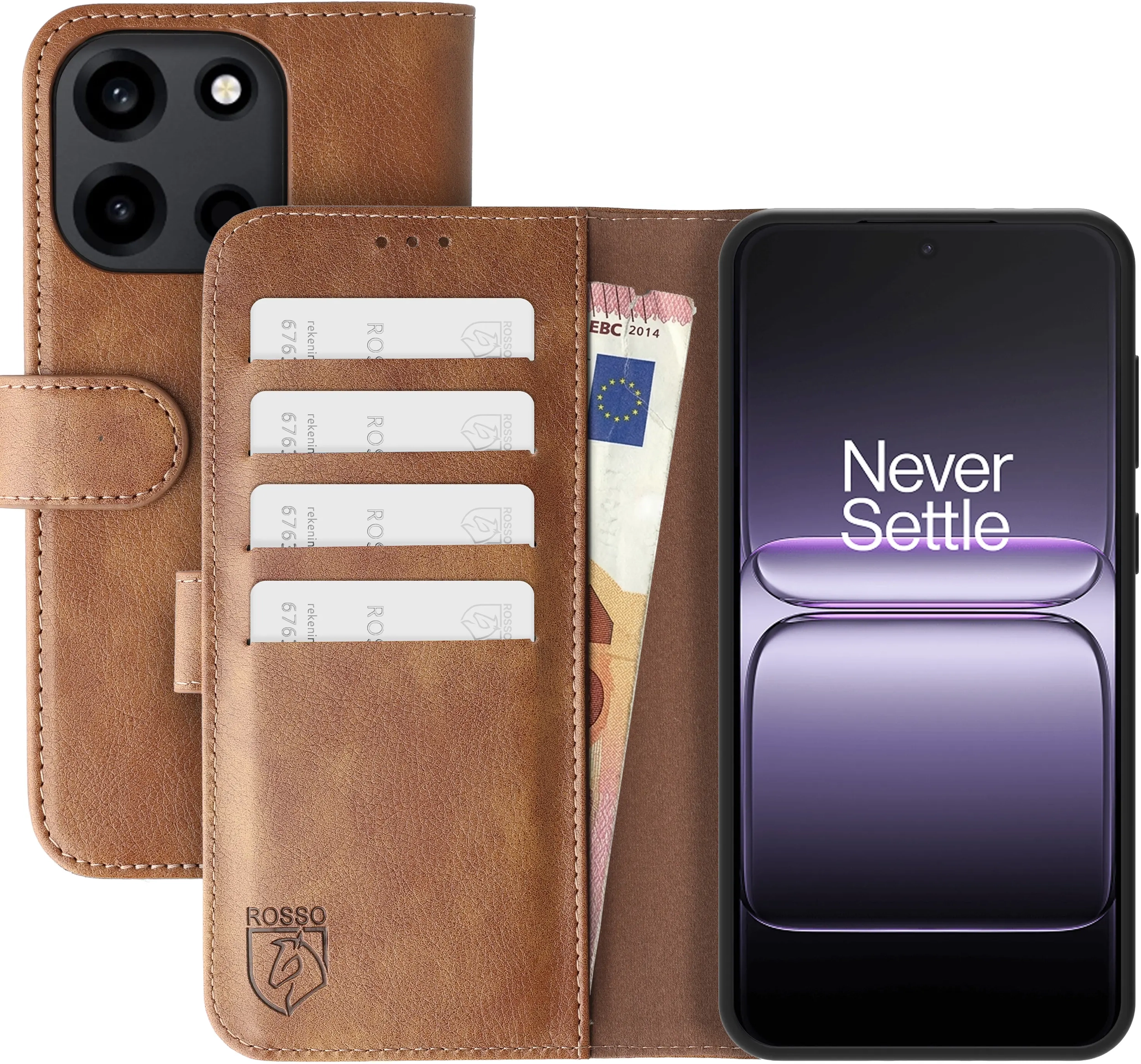 Rosso Element OnePlus Nord 6 Hoesje Book Case Wallet Bruin afbeelding 1