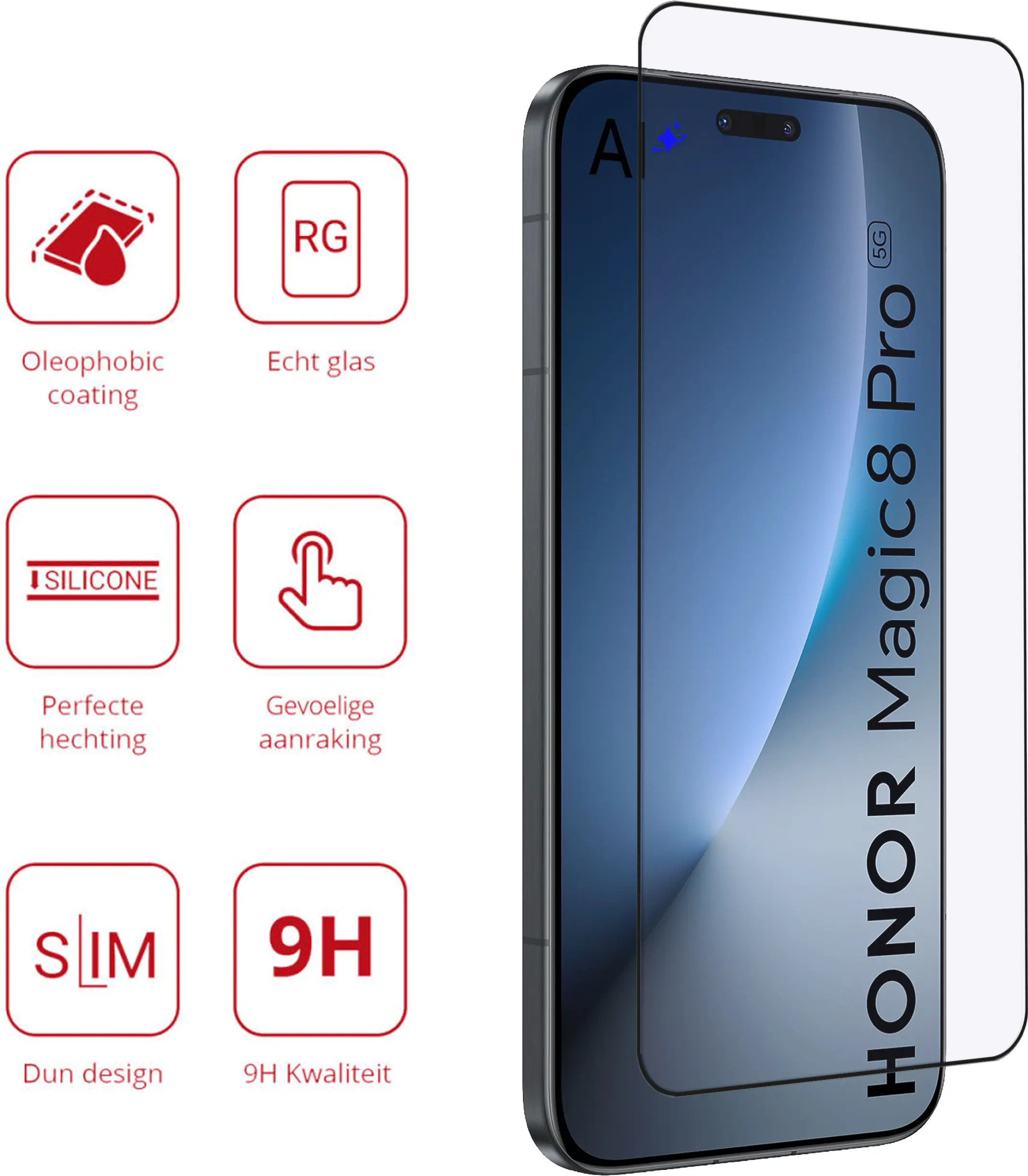 Rosso Honor Magic 8 Pro 9H Tempered Glass Screen Protector afbeelding 2