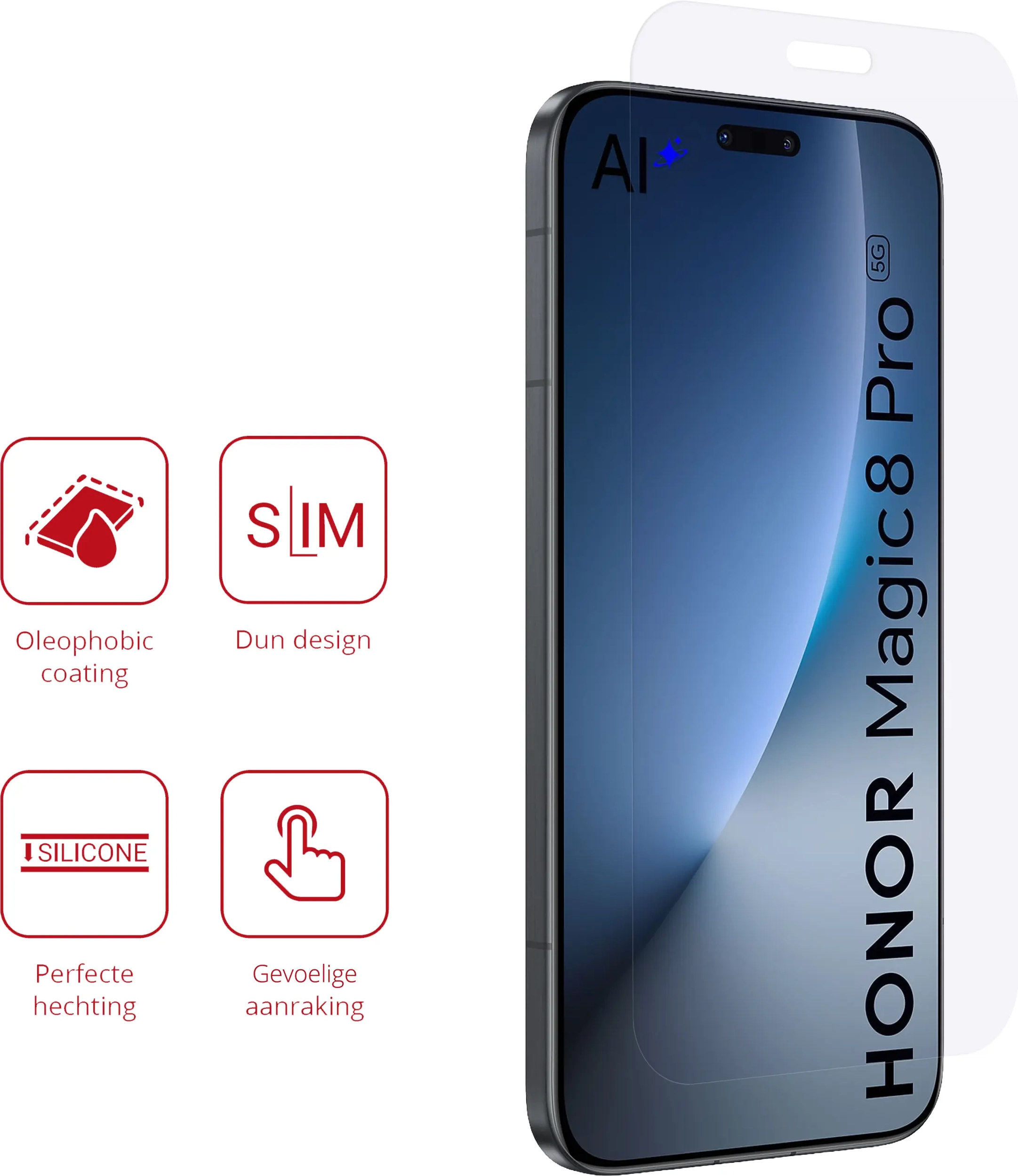 Rosso Honor Magic 8 Pro Screen Protector Case Friendly Folie Duo Pack afbeelding 2