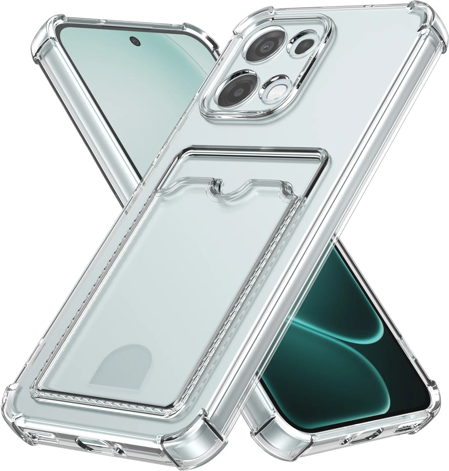 Oppo A6 Pro Hoesje Dun TPU met Pasjeshouder Back Cover Transparant afbeelding 2