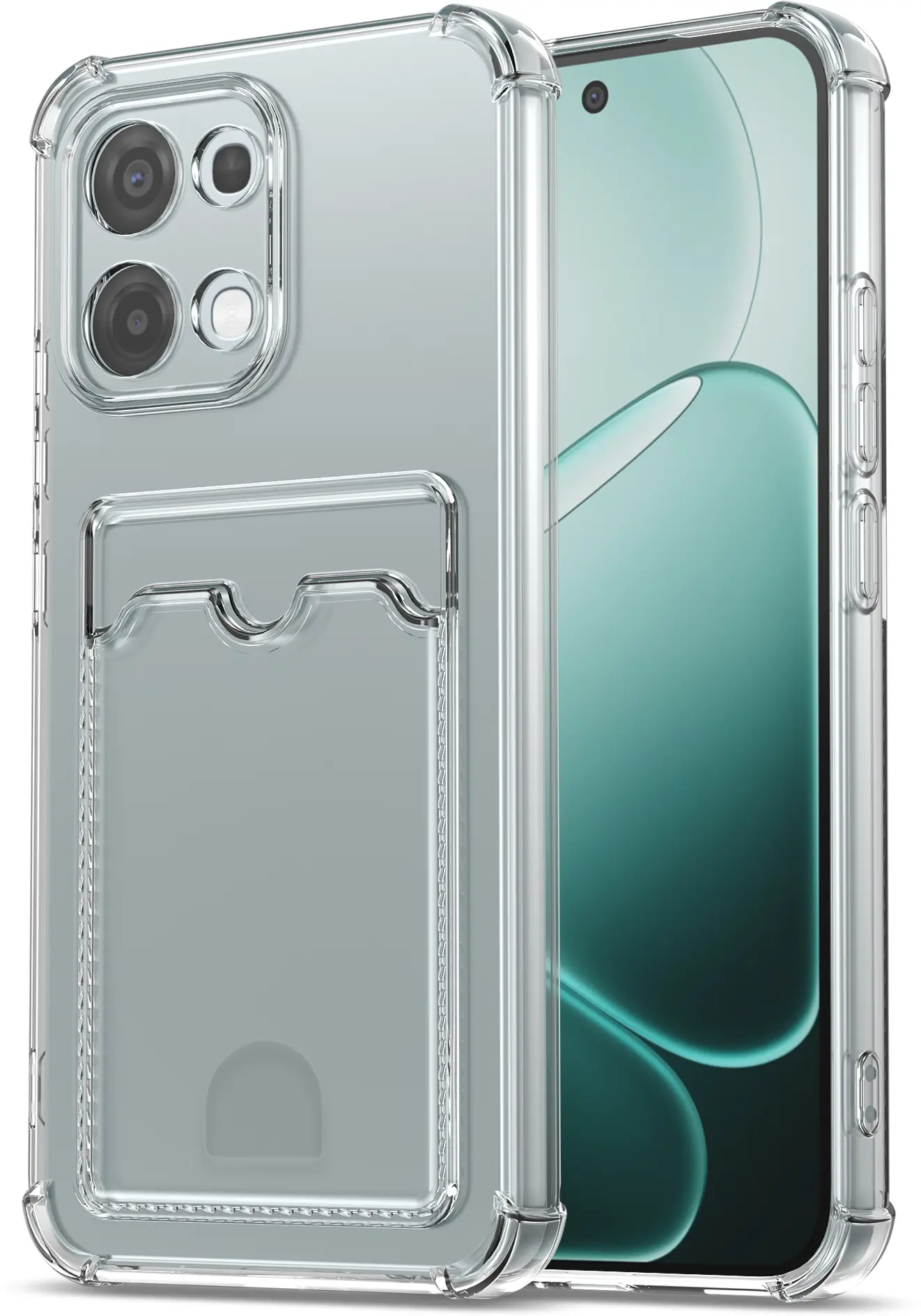 Oppo A6 Pro Hoesje Dun TPU met Pasjeshouder Back Cover Transparant afbeelding 1