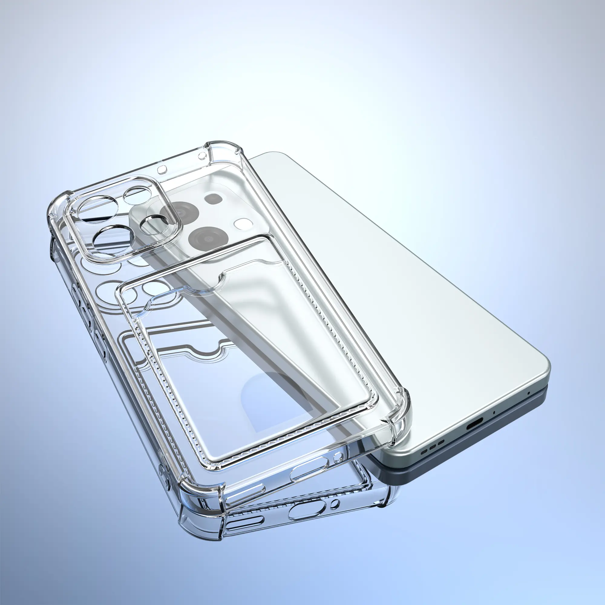 Oppo A6 Pro Hoesje Dun TPU met Pasjeshouder Back Cover Transparant afbeelding 9