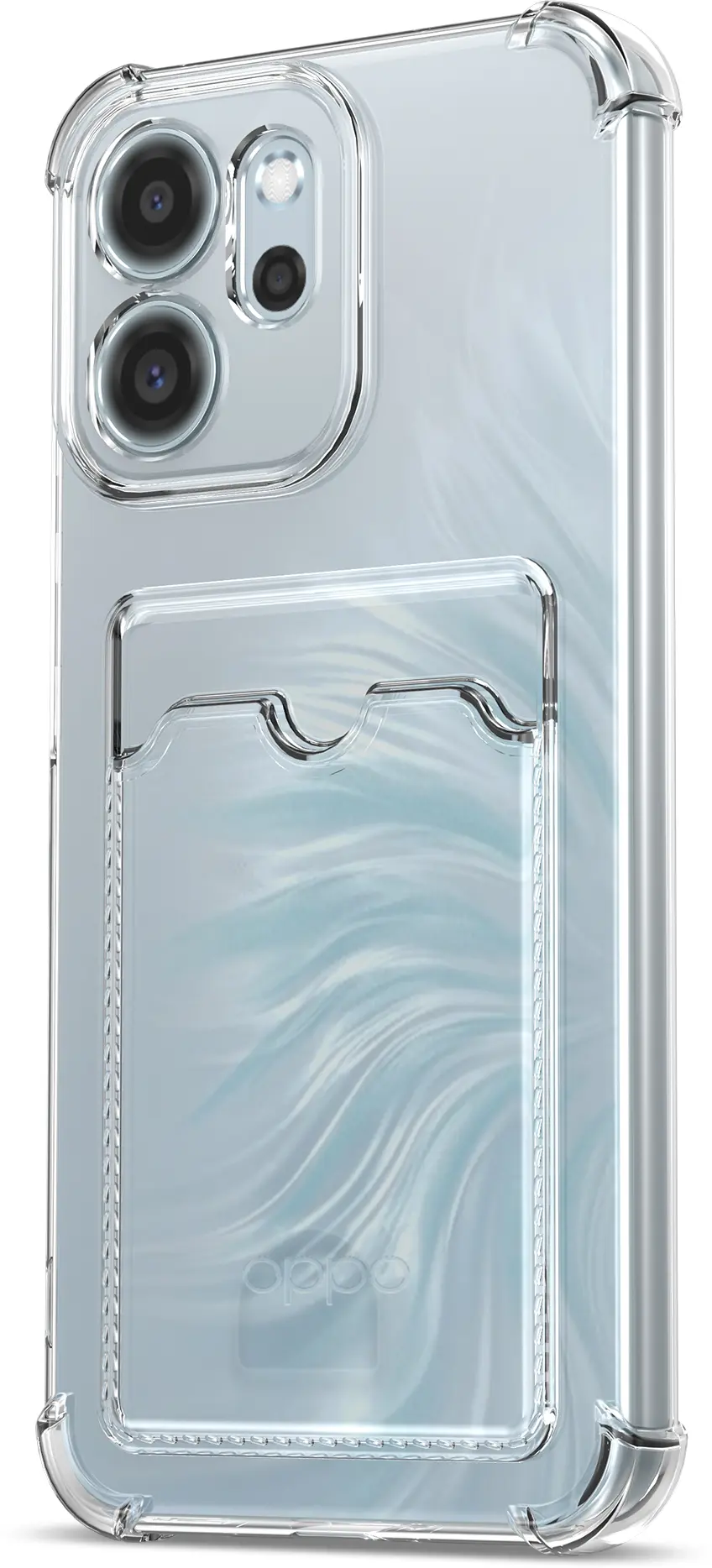 Oppo Reno 14 F Hoesje Dun TPU met Pasjeshouder Back Cover Transparant afbeelding 4