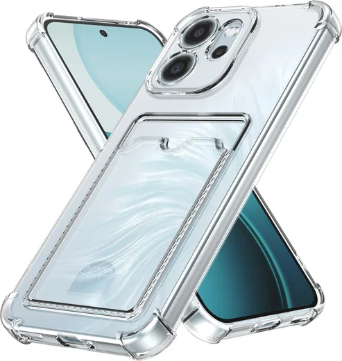 Oppo Reno 14 F Hoesje Dun TPU met Pasjeshouder Back Cover Transparant afbeelding 1