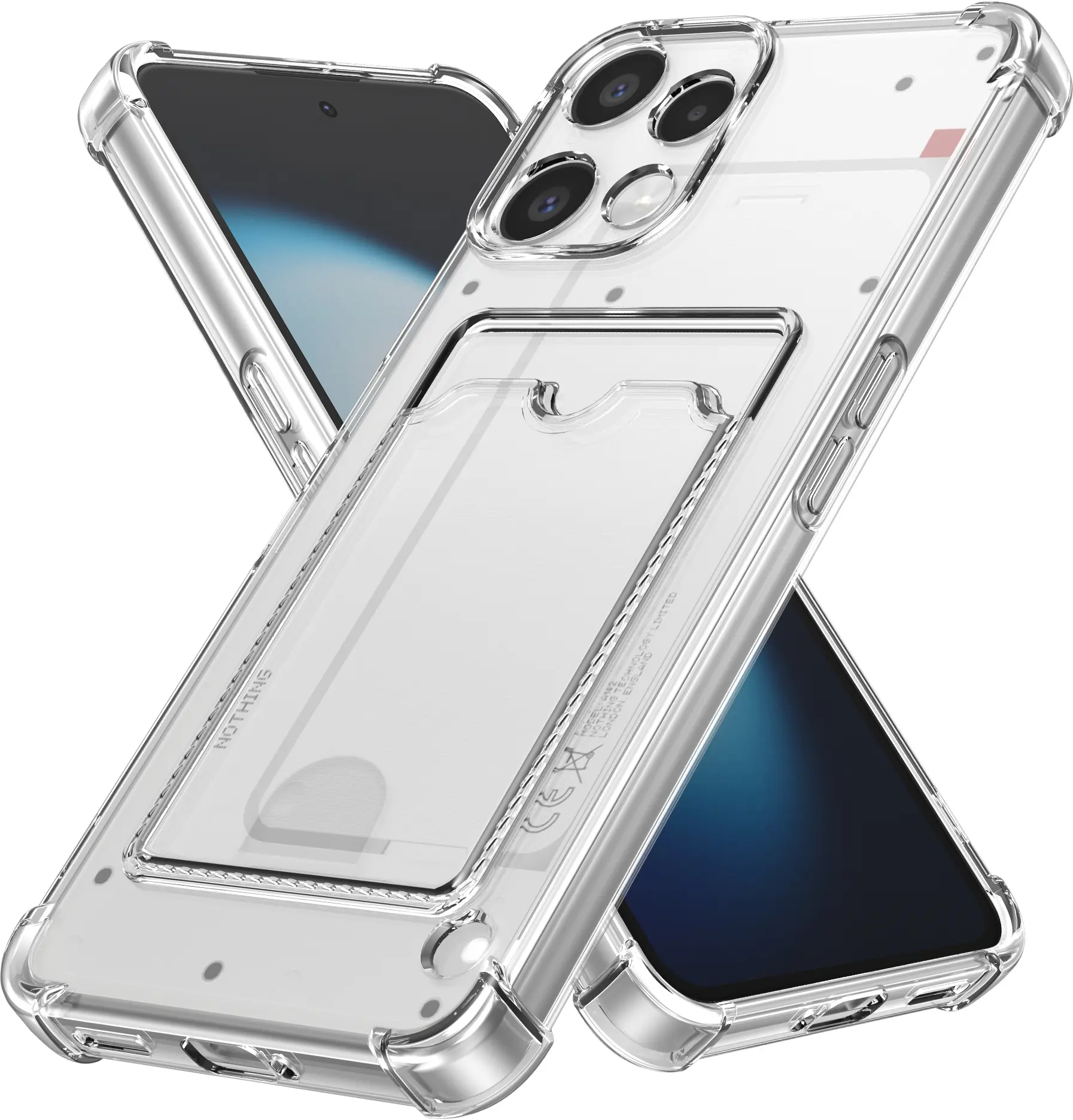 Nothing Phone (3a) Lite Hoesje Dun TPU met Pasjeshouder Back Cover Transparant afbeelding 1
