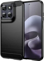 Motorola Moto G77 Hoesje Geborsteld TPU Flexibele Back Cover Zwart afbeelding