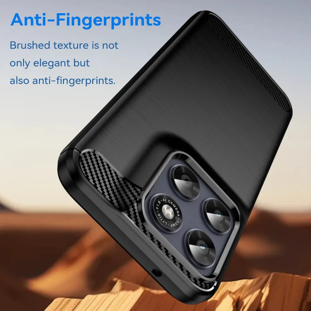 Motorola Moto G67 Hoesje Geborsteld TPU Flexibele Back Cover Zwart afbeelding 2