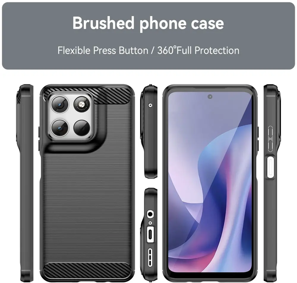 Motorola Moto G57 Power Hoesje Geborsteld TPU Flexibele Back Cover Zwart afbeelding 8