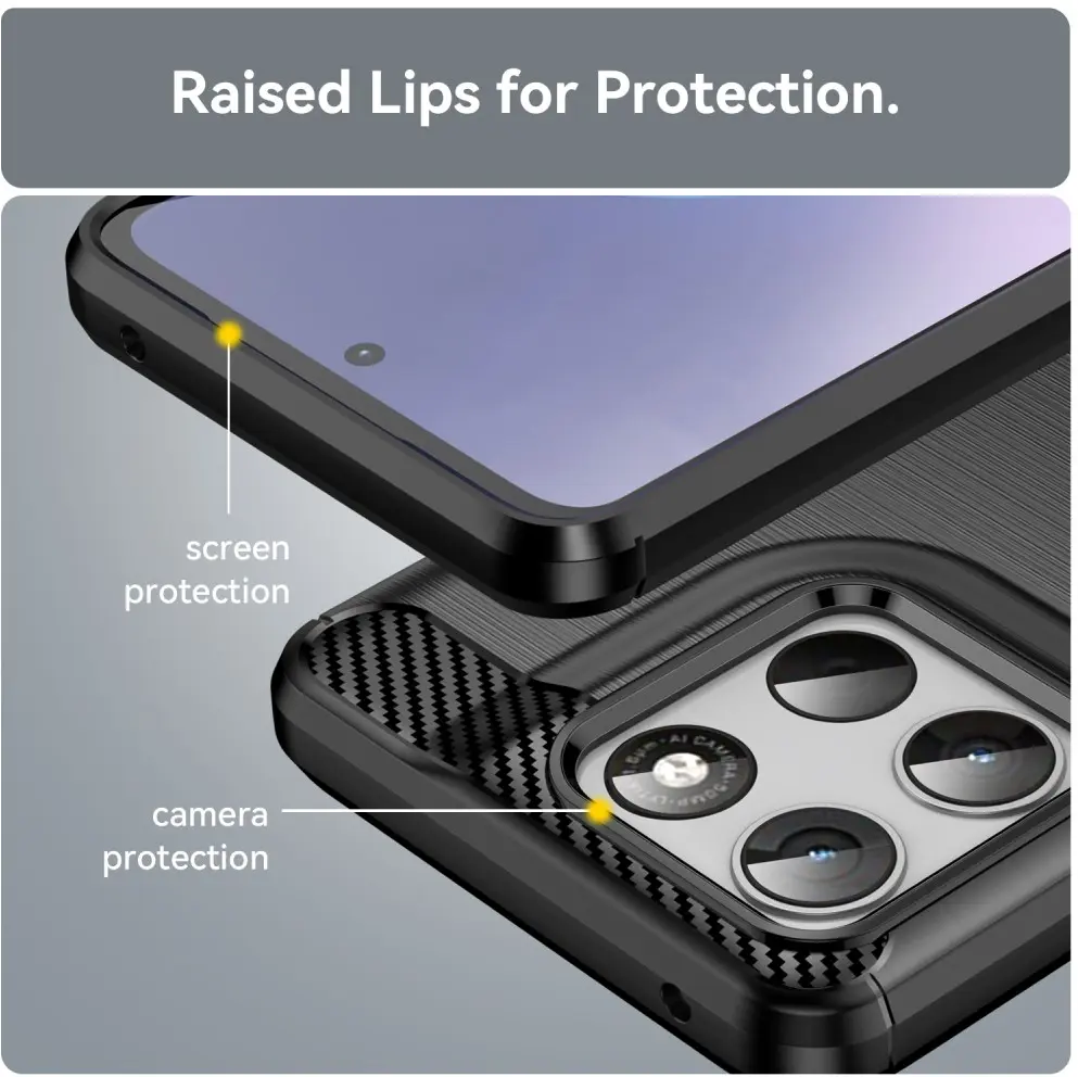 Motorola Moto G57 Power Hoesje Geborsteld TPU Flexibele Back Cover Zwart afbeelding 4