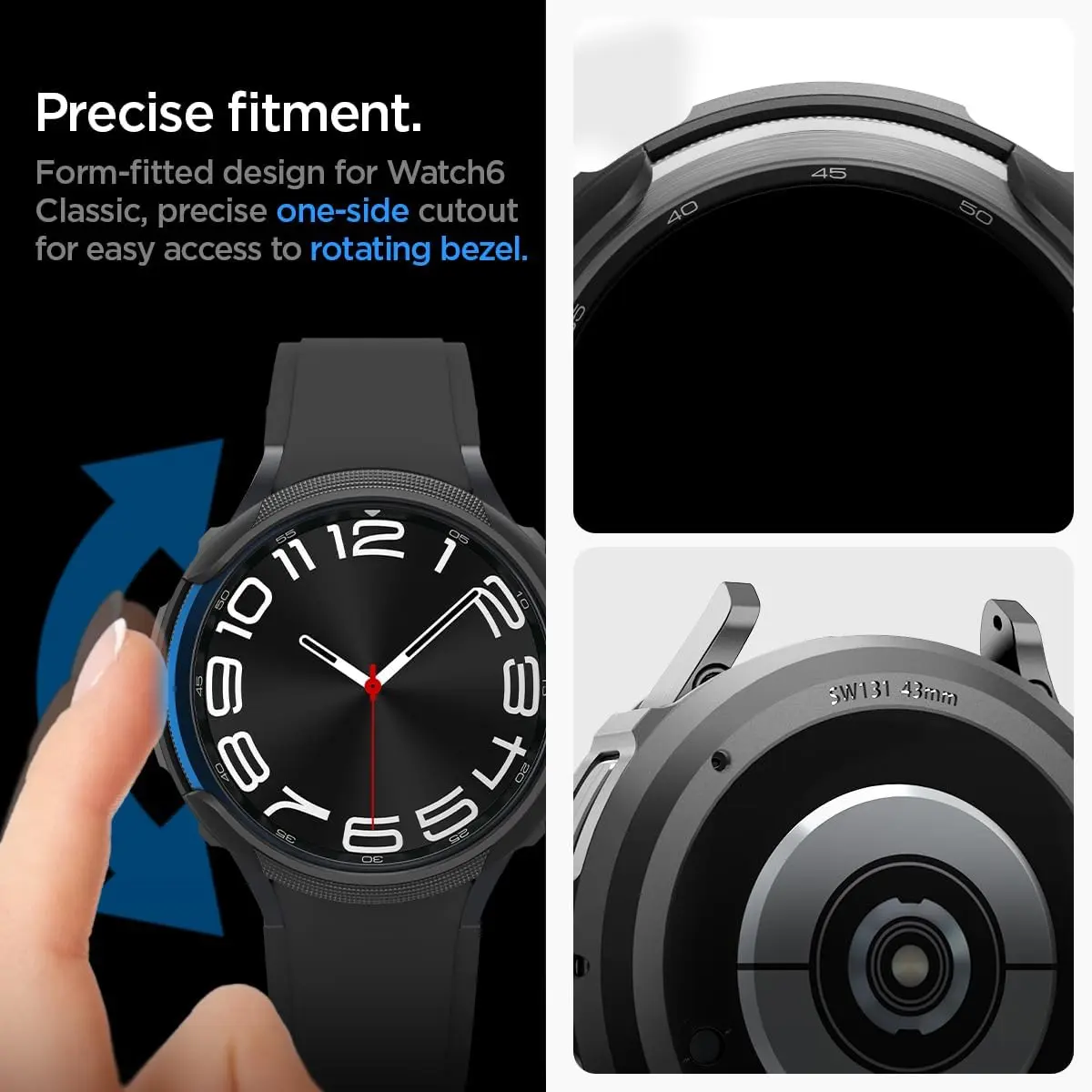 Spigen Liquid Air - Samsung Galaxy Watch 6 Classic 43MM Hoesje - Matte Zwart afbeelding 7