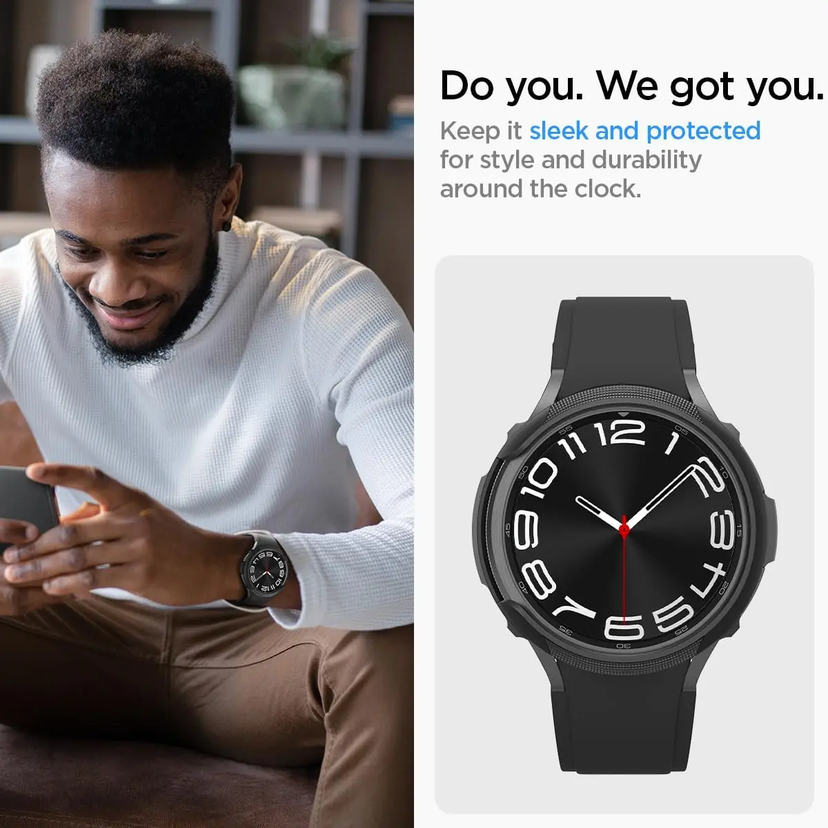 Spigen Liquid Air - Samsung Galaxy Watch 6 Classic 43MM Hoesje - Matte Zwart afbeelding 3