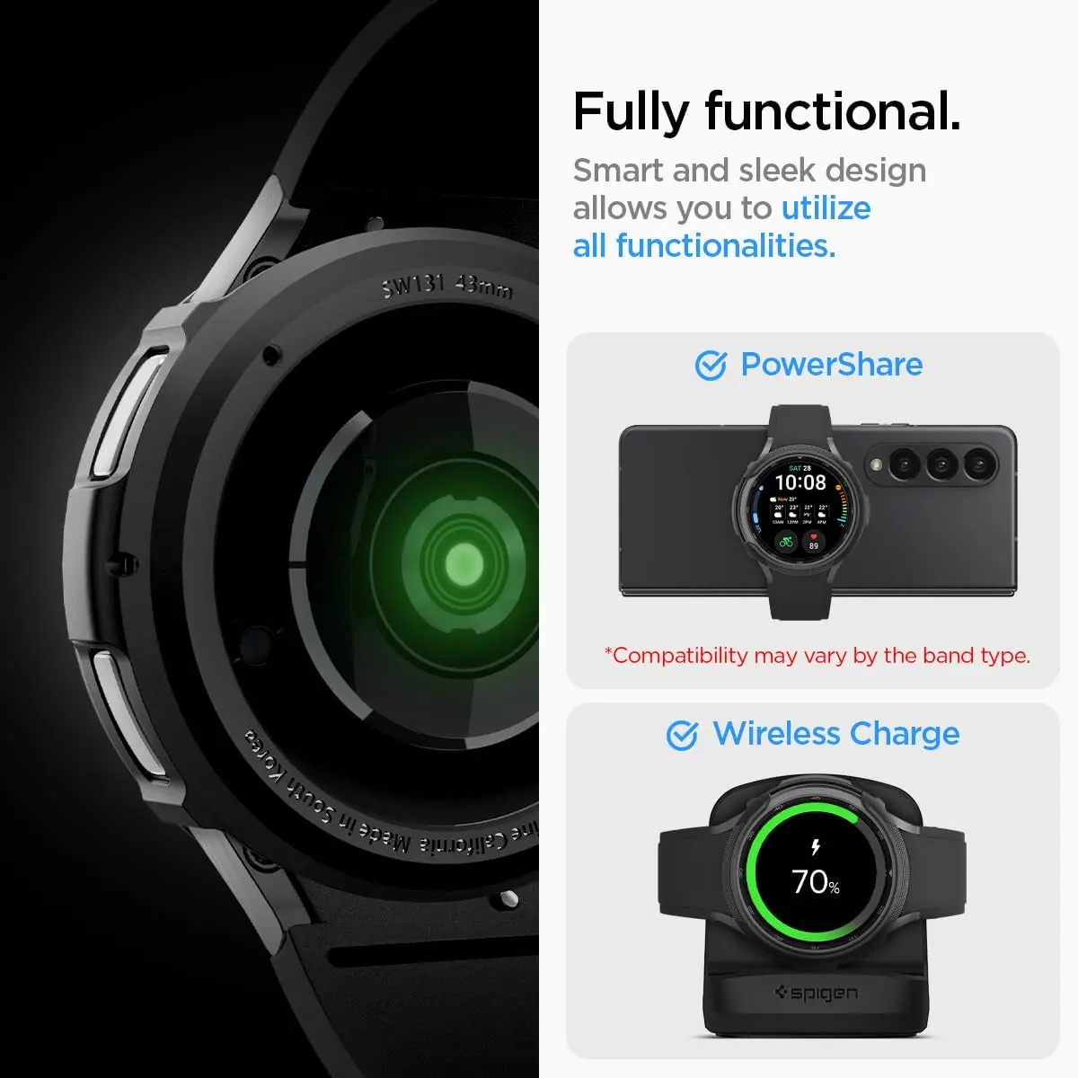 Spigen Liquid Air - Samsung Galaxy Watch 6 Classic 43MM Hoesje - Matte Zwart afbeelding 6