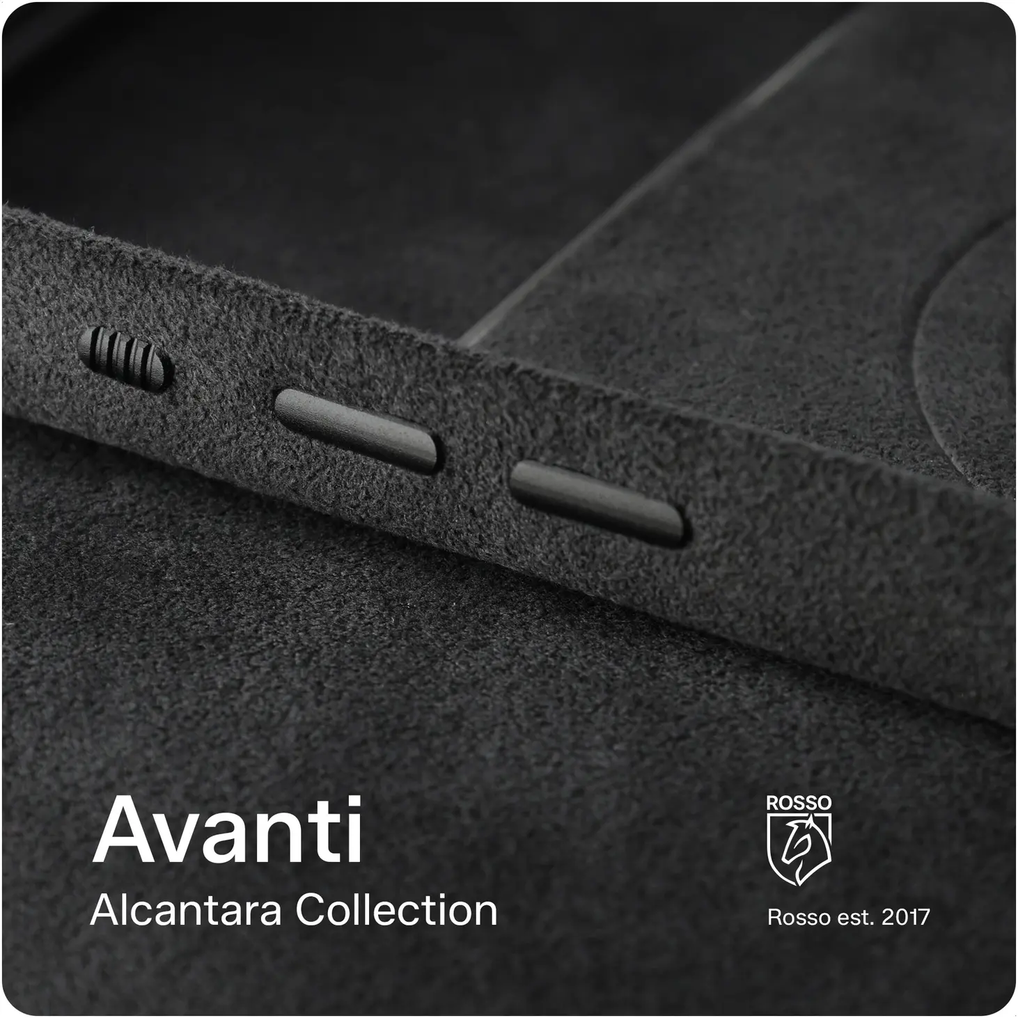 Rosso Avanti iPhone Air Hoesje Alcantara MagSafe met Wallet Grijs afbeelding 15
