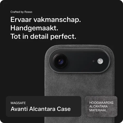 Rosso Avanti iPhone Air Hoesje Alcantara MagSafe met Wallet Grijs afbeelding 2