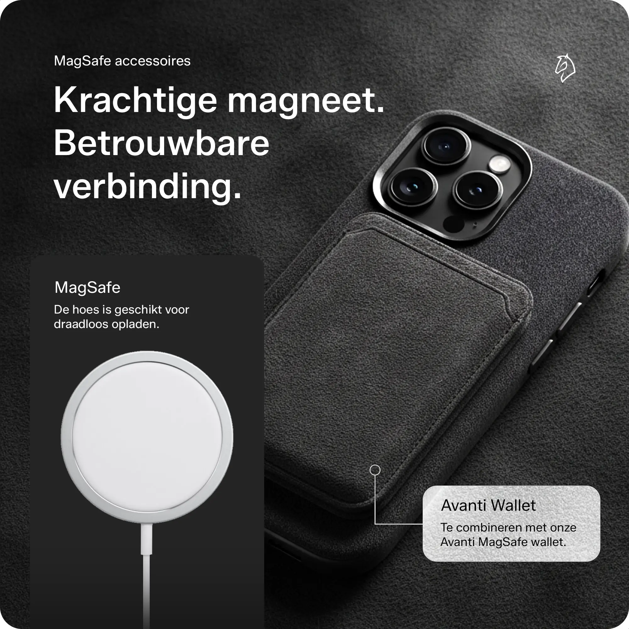 Rosso Avanti iPhone Air Hoesje Alcantara MagSafe met Wallet Grijs afbeelding 8