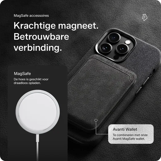 Rosso Avanti iPhone Air Hoesje Alcantara MagSafe met Wallet Grijs afbeelding 8