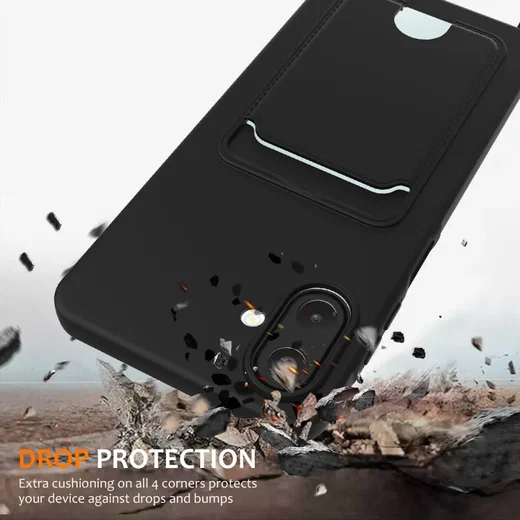 Samsung Galaxy A07 Hoesje met Koord en Pasjeshouder Siliconen Zwart afbeelding 2