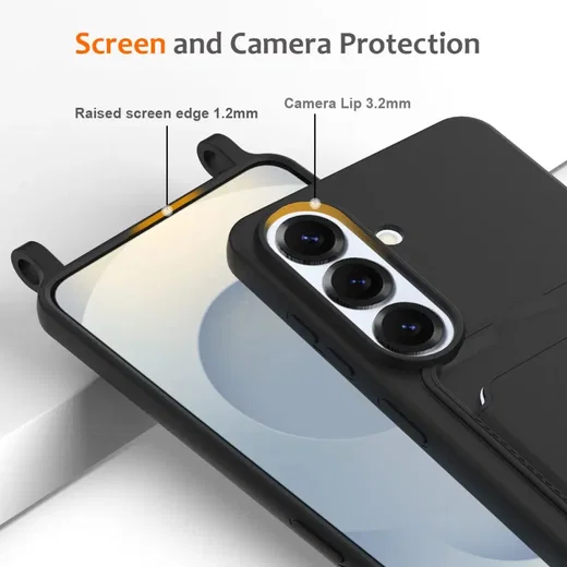 Samsung Galaxy S26 Hoesje met Koord en Pasjeshouder Siliconen Zwart afbeelding 7