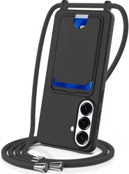 Samsung Galaxy S26 Plus Hoesje met Koord en Pasjeshouder Siliconen Zwart afbeelding