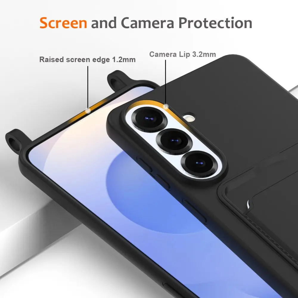 Samsung Galaxy S26 Plus Hoesje met Koord en Pasjeshouder Siliconen Zwart afbeelding 7