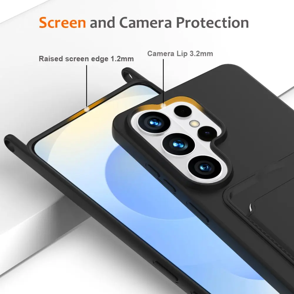 Samsung Galaxy S26 Ultra Hoesje met Koord en Pasjeshouder Siliconen Zwart afbeelding 7