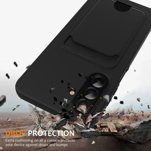 Samsung Galaxy A56 / A36 Hoesje met Koord en Pasjeshouder Siliconen Zwart afbeelding 2