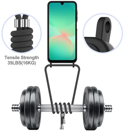 Samsung Galaxy A56 / A36 Hoesje met Koord en Pasjeshouder Siliconen Zwart afbeelding 8
