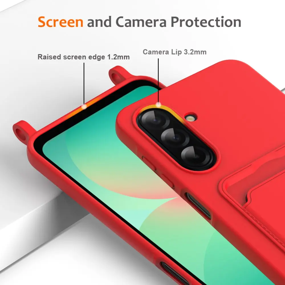 Samsung Galaxy A56 / A36 Hoesje met Koord en Pasjeshouder Siliconen Rood afbeelding 5