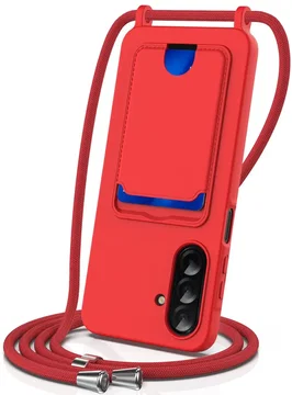 Samsung Galaxy A56 / A36 Hoesje met Koord en Pasjeshouder Siliconen Rood