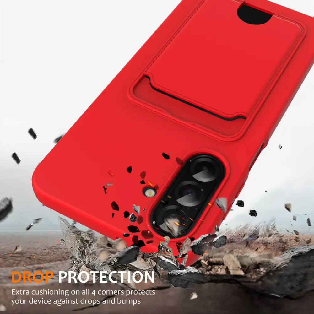 Samsung Galaxy A56 / A36 Hoesje met Koord en Pasjeshouder Siliconen Rood afbeelding 2