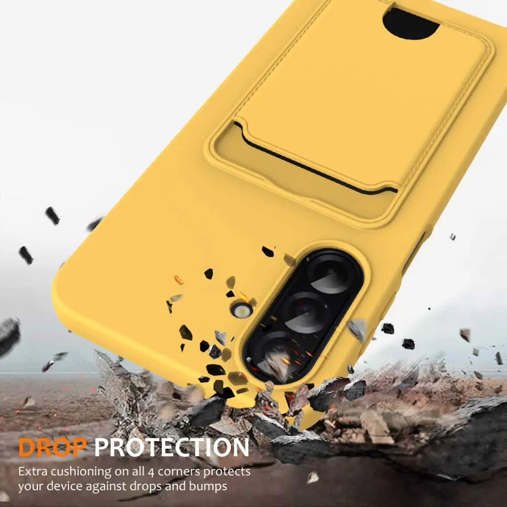 Samsung Galaxy S25 FE Hoesje met Koord en Pasjeshouder Siliconen Geel afbeelding 2