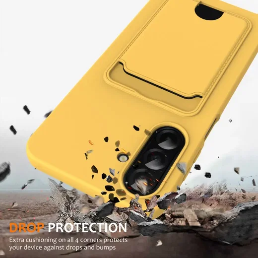 Samsung Galaxy S25 FE Hoesje met Koord en Pasjeshouder Siliconen Geel afbeelding 2