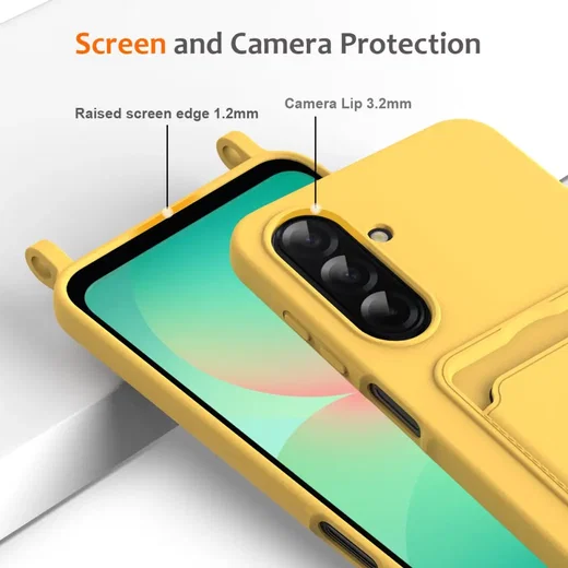 Samsung Galaxy S25 FE Hoesje met Koord en Pasjeshouder Siliconen Geel afbeelding 6
