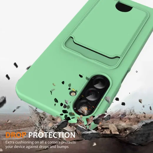 Samsung Galaxy S25 FE Hoesje met Koord en Pasjeshouder Siliconen Groen afbeelding 2