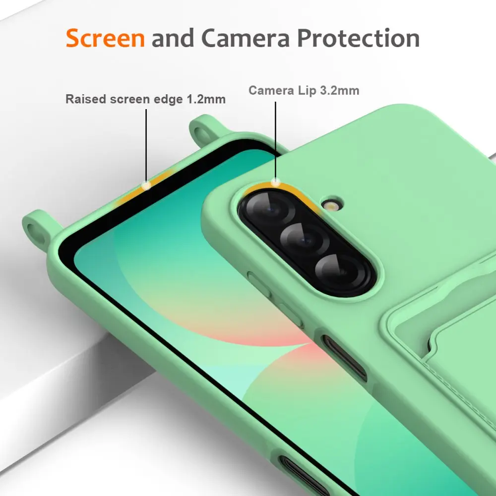 Samsung Galaxy S25 FE Hoesje met Koord en Pasjeshouder Siliconen Groen afbeelding 5