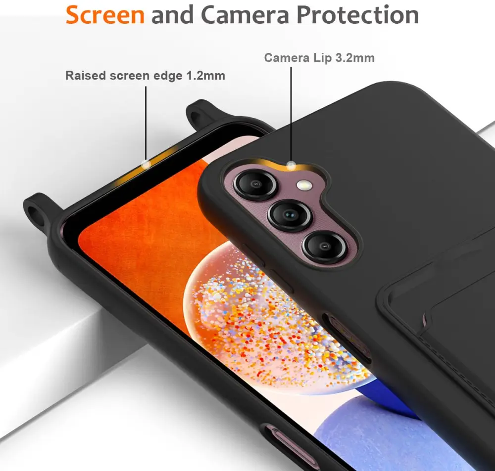 Samsung Galaxy S24 FE Hoesje met Koord en Pasjeshouder Siliconen Zwart afbeelding 5