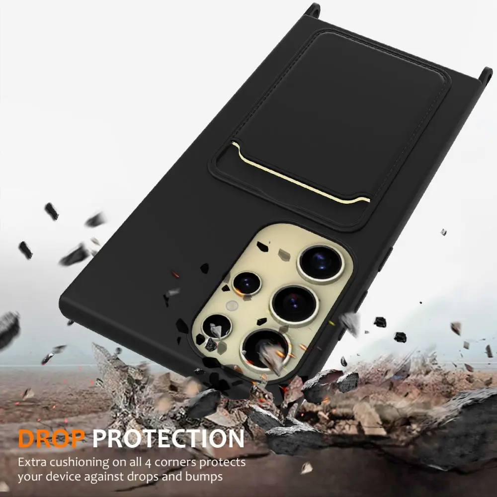 Samsung Galaxy S24 Ultra Hoesje met Koord en Pasjeshouder Siliconen Zwart afbeelding 2