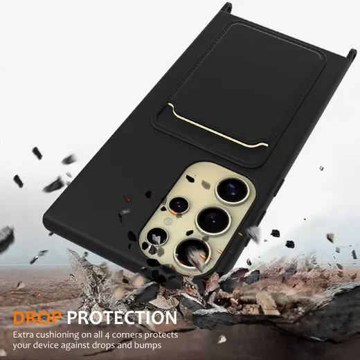 Samsung Galaxy S24 Ultra Hoesje met Koord en Pasjeshouder Siliconen Zwart afbeelding 2