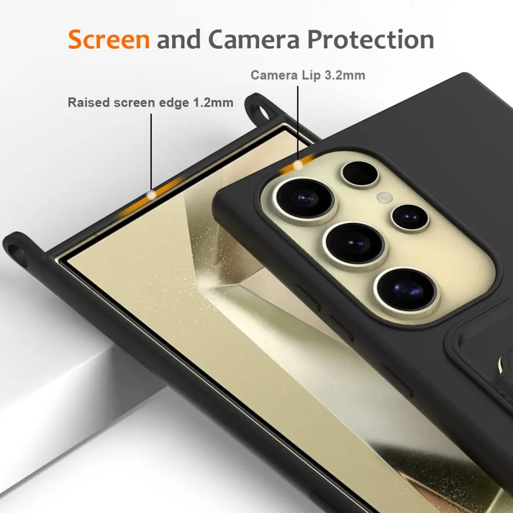 Samsung Galaxy S24 Ultra Hoesje met Koord en Pasjeshouder Siliconen Zwart afbeelding 6