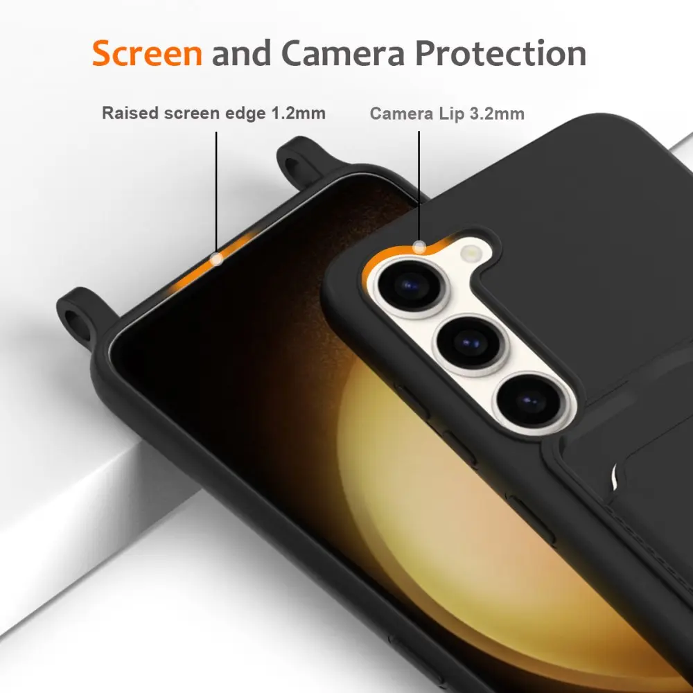 Samsung Galaxy S23 Hoesje met Koord en Pasjeshouder Siliconen Zwart afbeelding 5