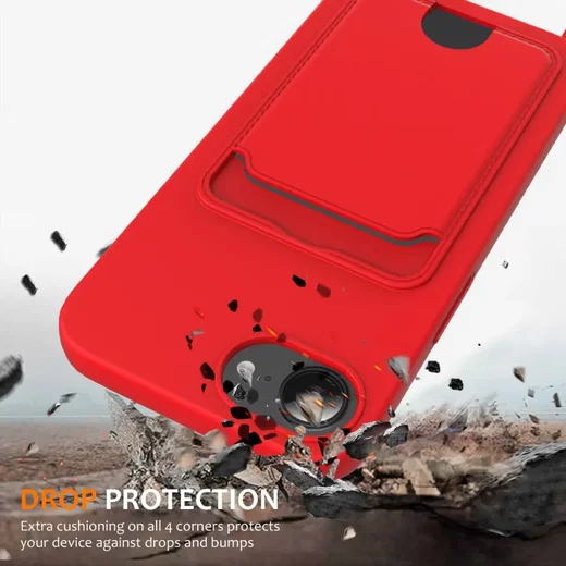 Apple iPhone 16e / 17e Hoesje met Koord en Pasjeshouder Siliconen Rood afbeelding 2
