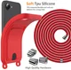 Apple iPhone 16e / 17e Hoesje met Koord en Pasjeshouder Siliconen Rood afbeelding 7