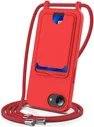 Apple iPhone 16e / 17e Hoesje met Koord en Pasjeshouder Siliconen Rood