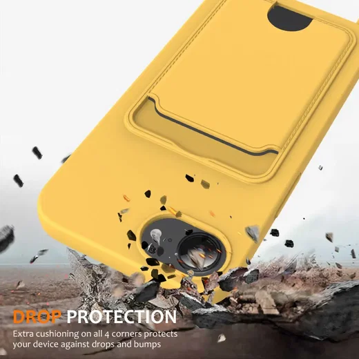 Apple iPhone 16e / 17e Hoesje met Koord en Pasjeshouder Siliconen Geel afbeelding 2