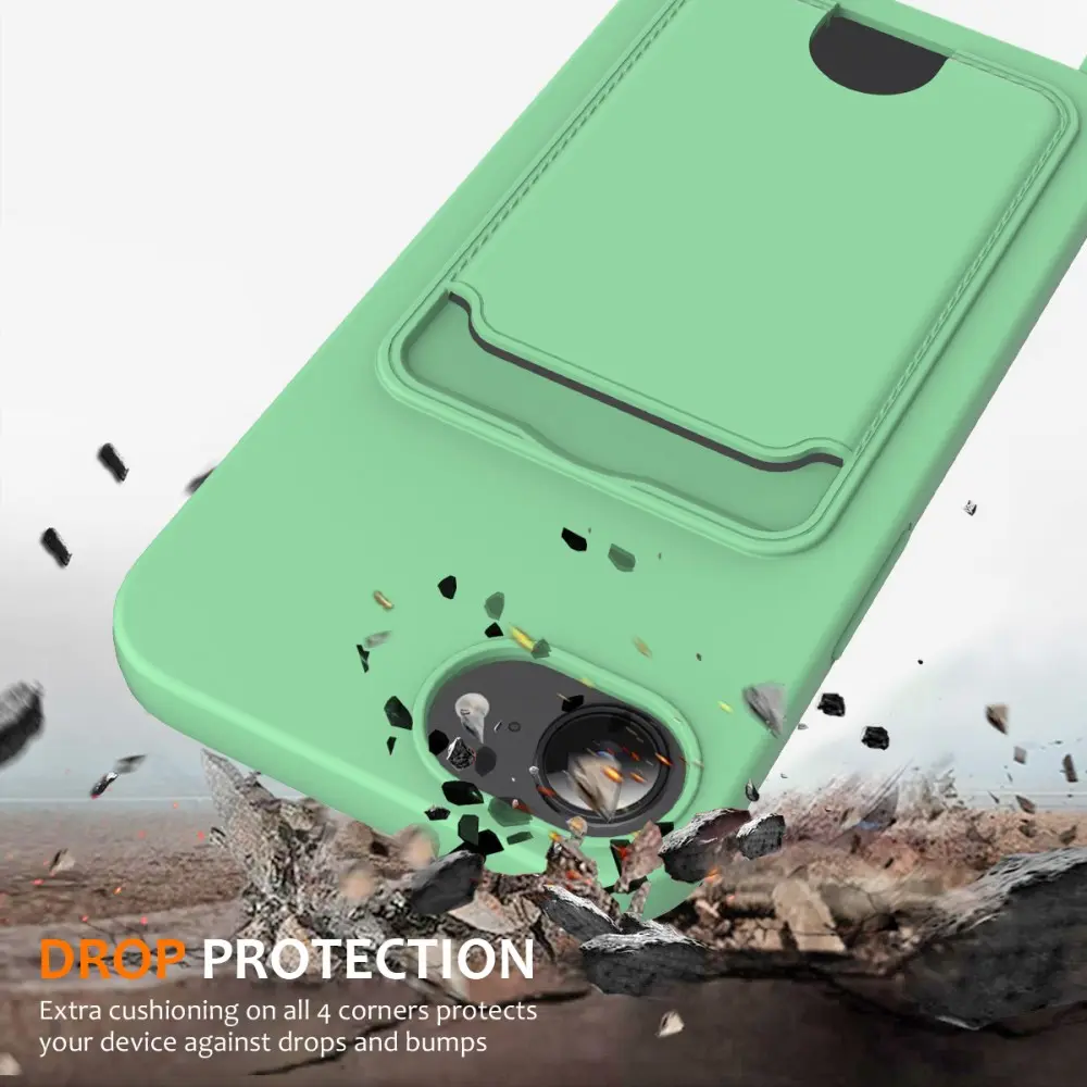 Apple iPhone 16e / 17e Hoesje met Koord en Pasjeshouder Siliconen Groen afbeelding 2