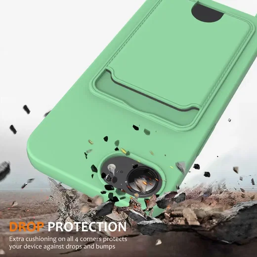 Apple iPhone 16e / 17e Hoesje met Koord en Pasjeshouder Siliconen Groen afbeelding 2