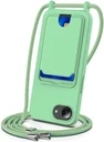 Apple iPhone 16e / 17e Hoesje met Koord en Pasjeshouder Siliconen Groen