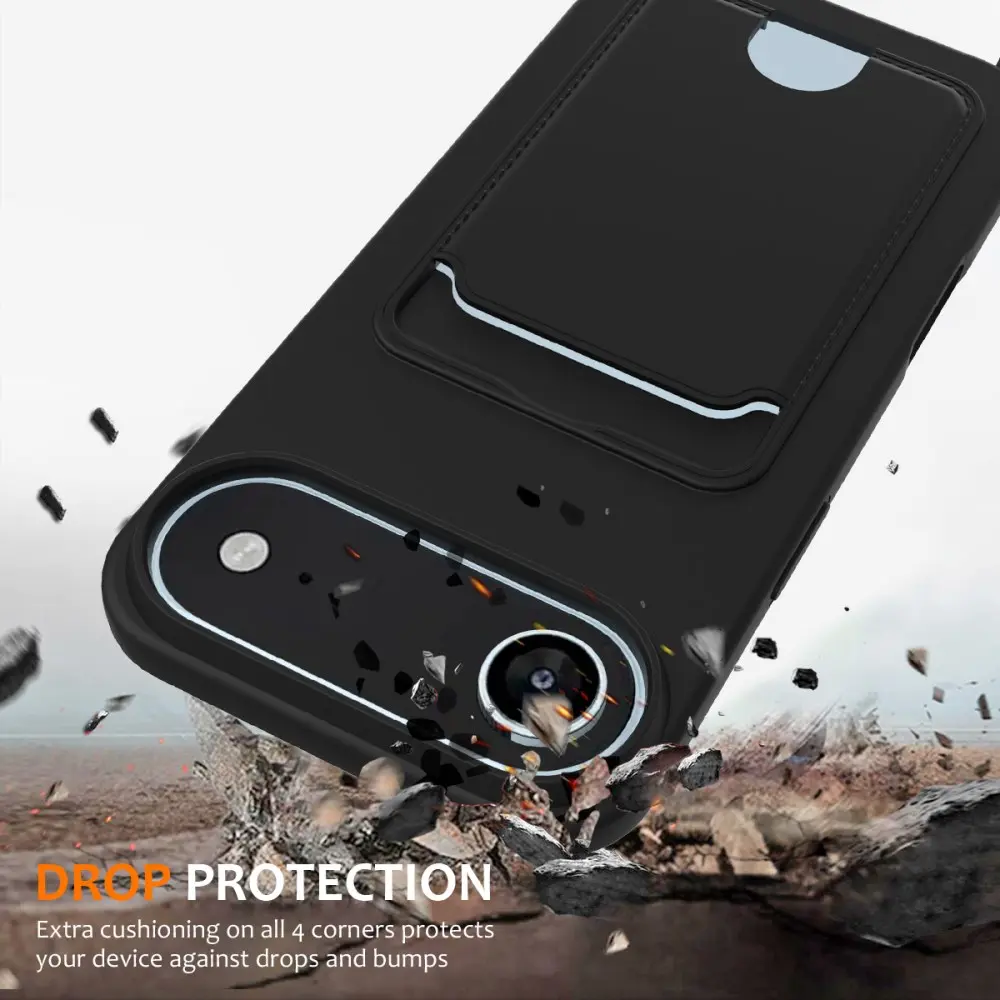 Apple iPhone Air Hoesje met Koord en Pasjeshouder Siliconen Zwart afbeelding 3